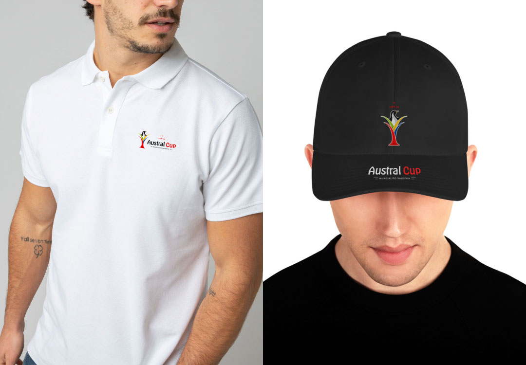 logo sur casquette et tee-shirt, Austral Cup